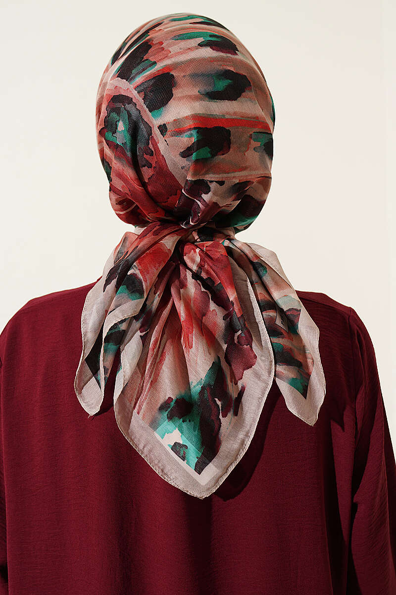 Brushstroke Print Soft Scarf - Beige