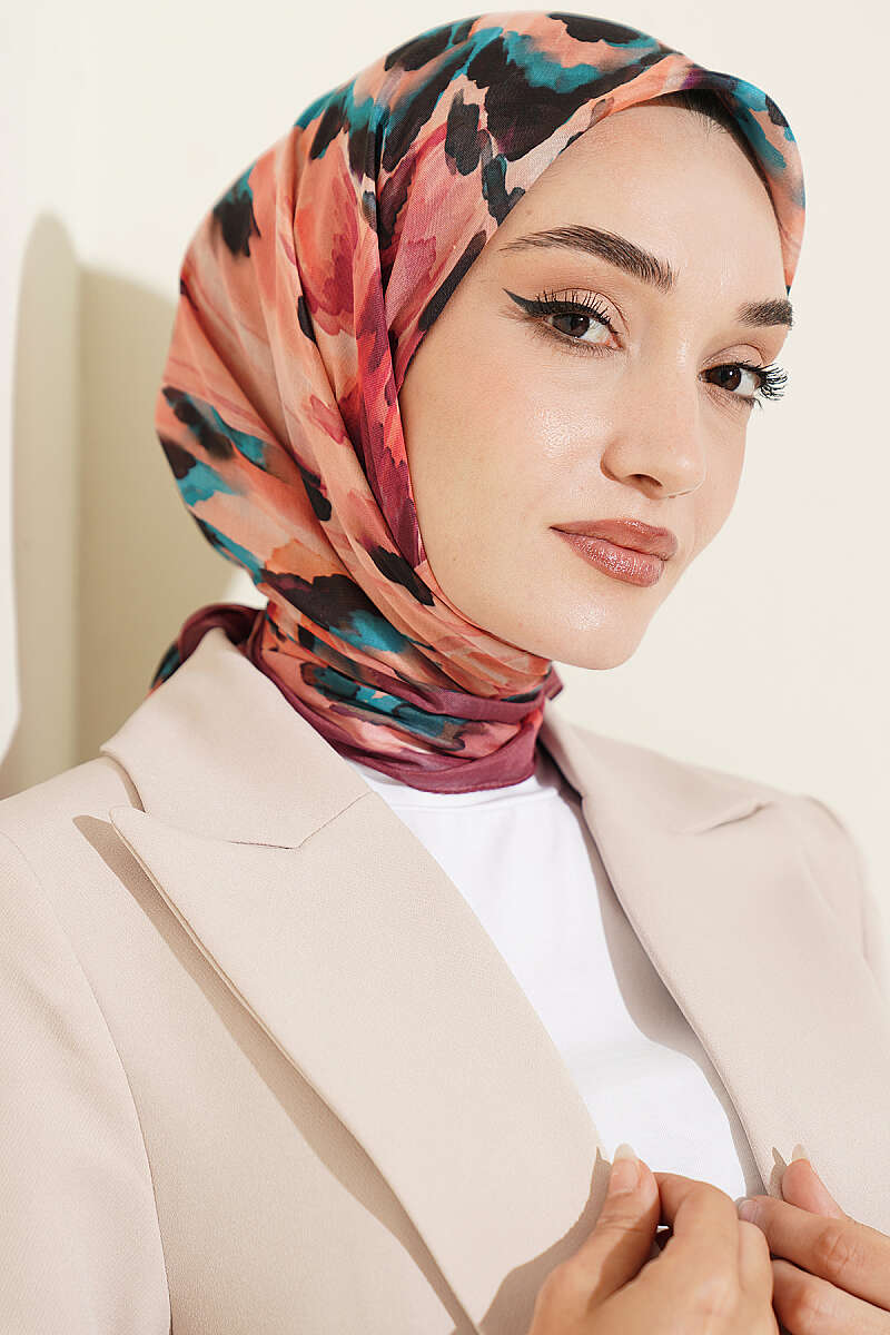 Brushstroke Print Soft Scarf - Dusty Rose
