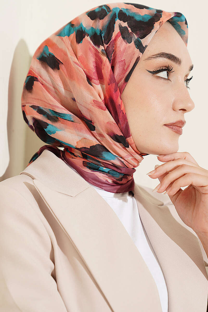 Brushstroke Print Soft Scarf - Dusty Rose