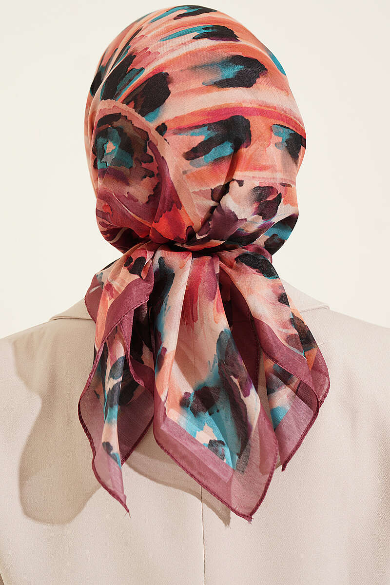 Brushstroke Print Soft Scarf - Dusty Rose