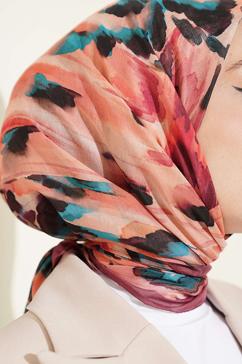 Brushstroke Print Soft Scarf - Dusty Rose