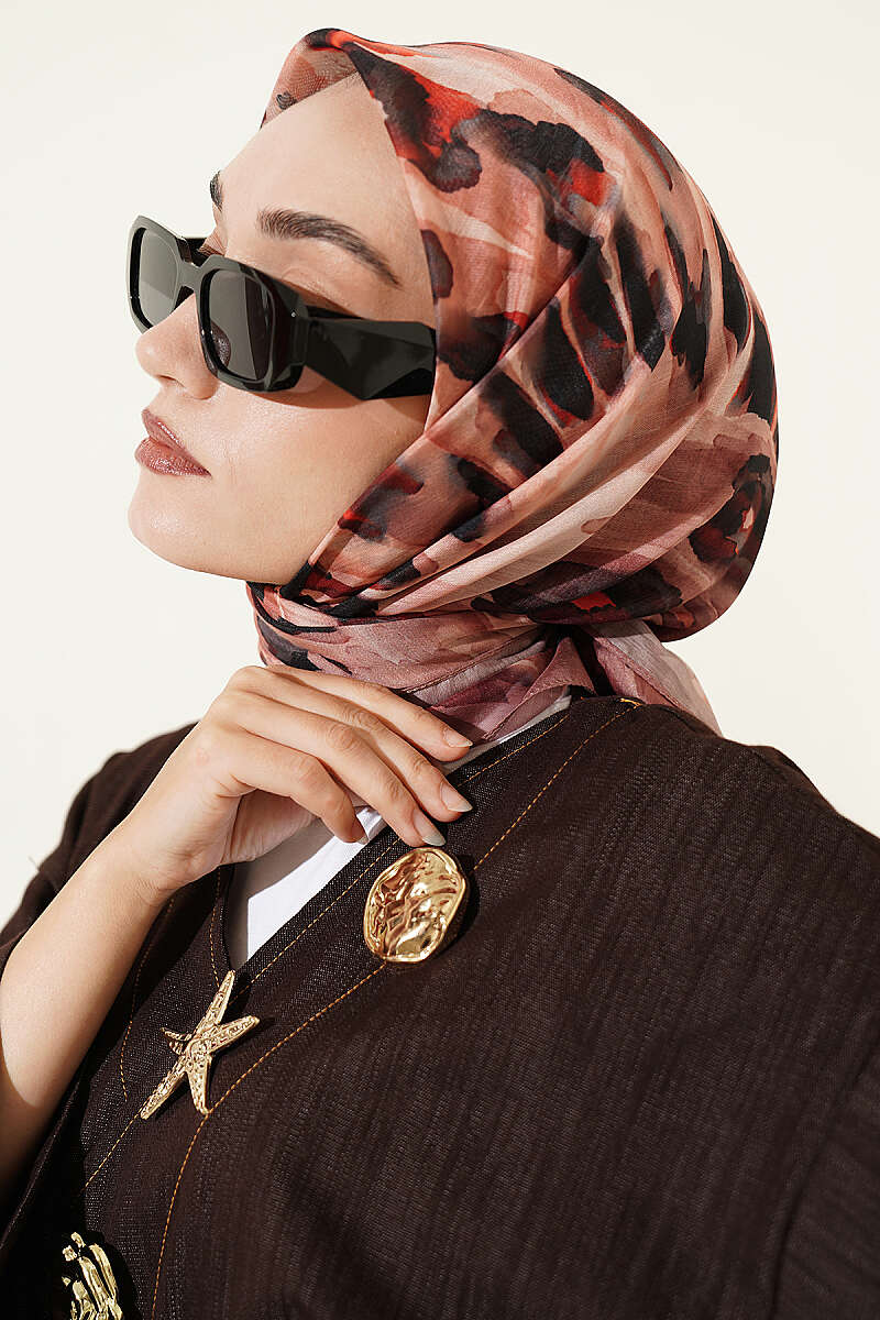 Brushstroke Print Soft Scarf - Latte