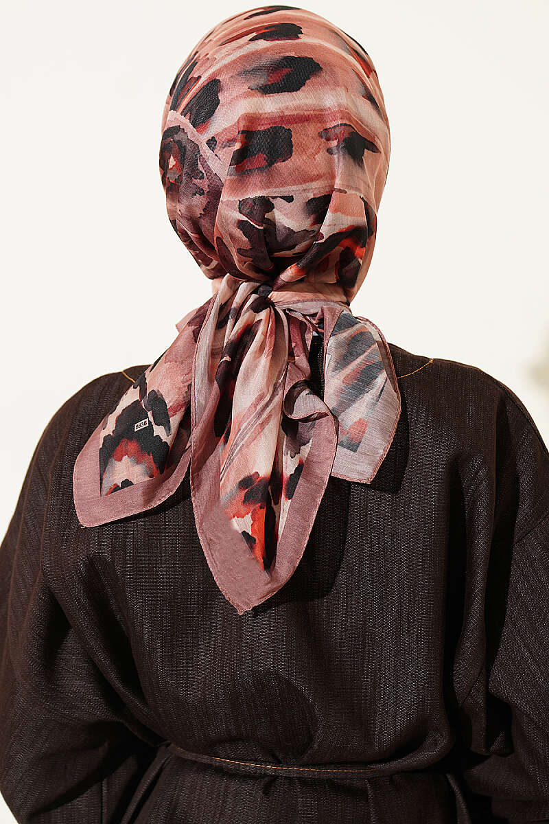 Brushstroke Print Soft Scarf - Latte