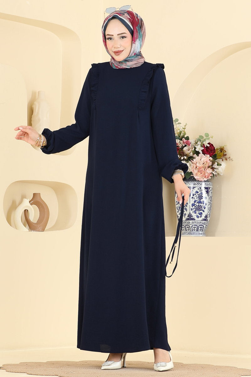 Ruffle-Detail Aerobin Dress - Dark Navy