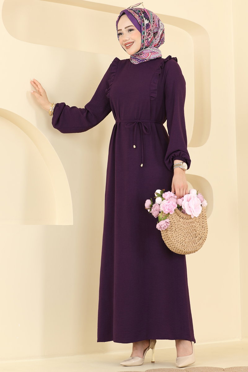 Ruffle-Detail Aerobin Dress - Purple
