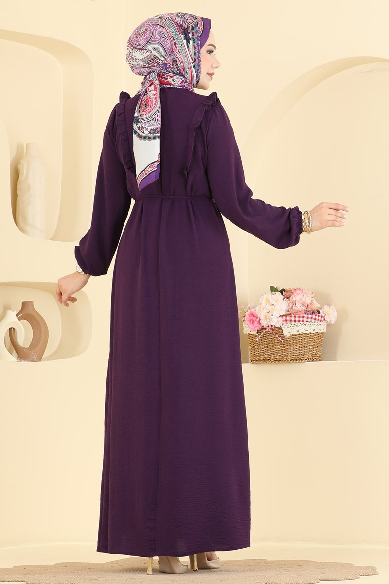 Ruffle-Detail Aerobin Dress - Purple