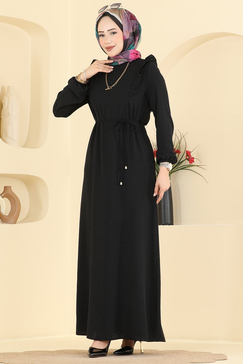 Ruffle-Detail Aerobin Dress - Black