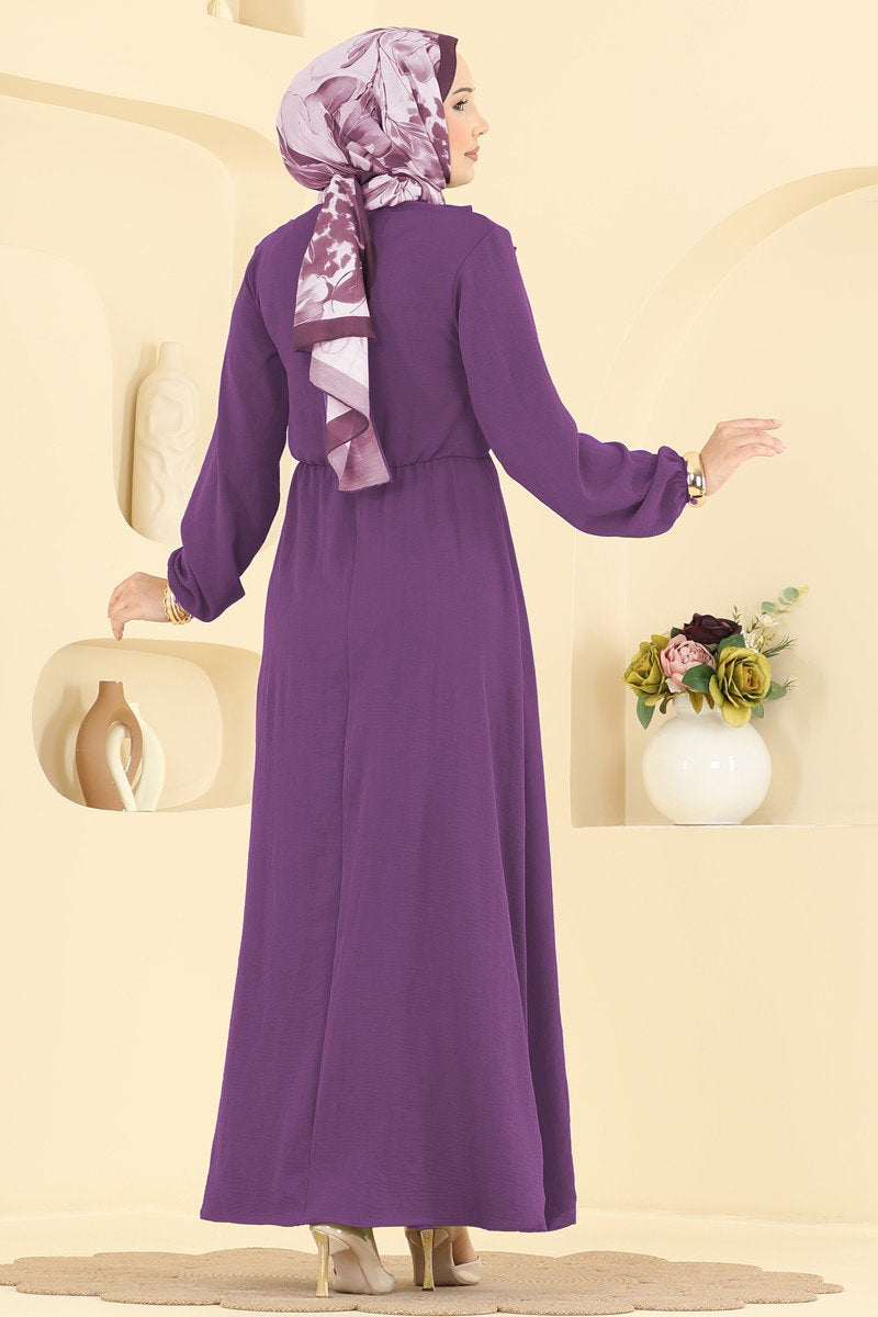 Tiered Aerobin Dress with Ruffles - Dark Lilac