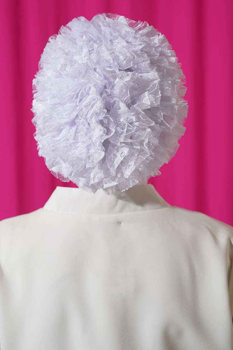 Non-Slip Viscose Underscarf with Ruffle - White