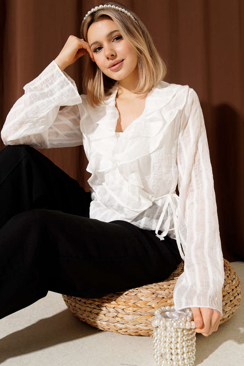 Sheer Ruffle Blouse - Ecru