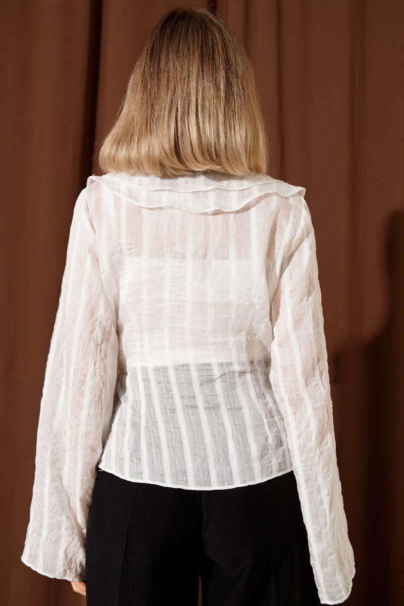 Sheer Ruffle Blouse - Ecru