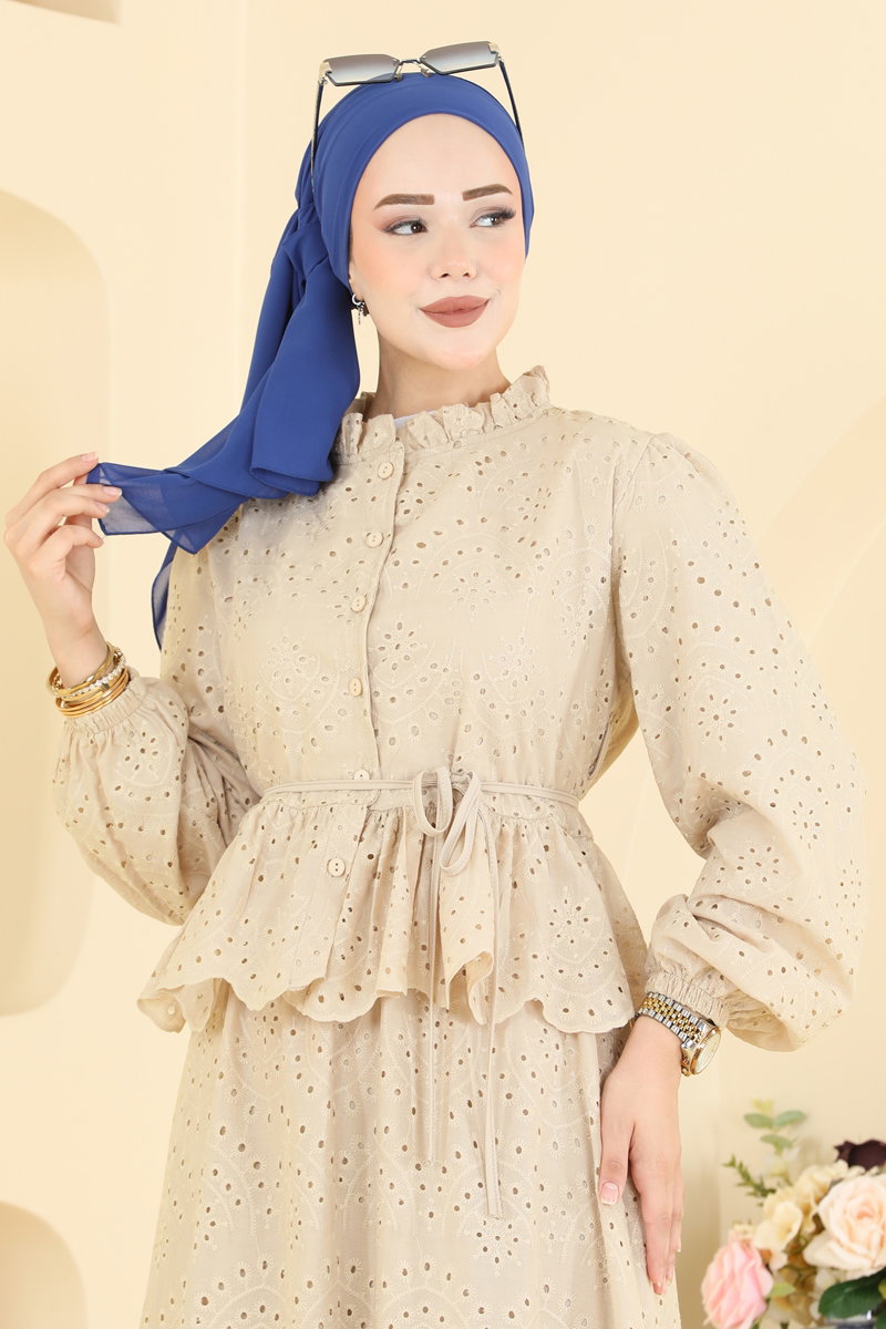 Broderie Two-Piece Button Set - Mink