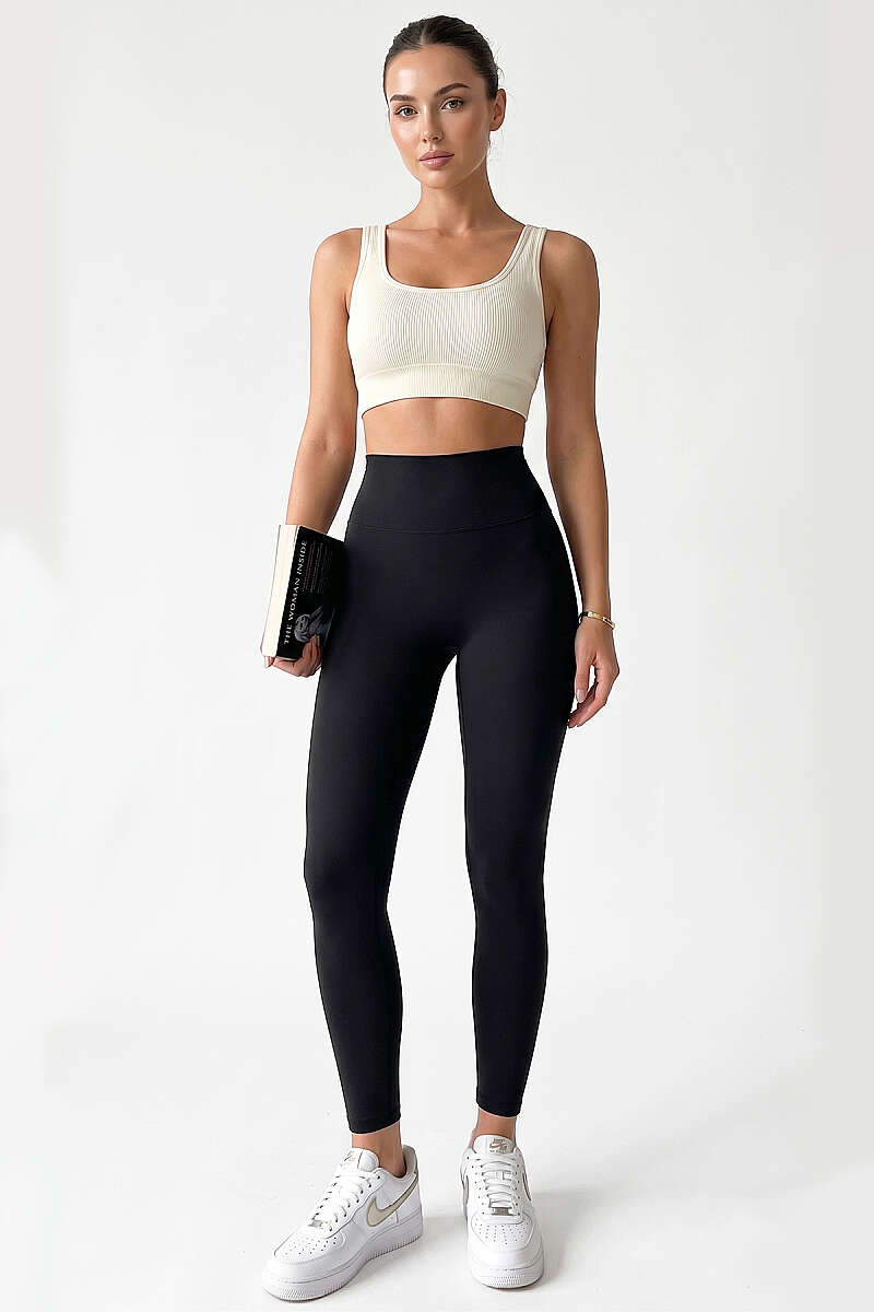 Basic Ribbed Leggings - Black