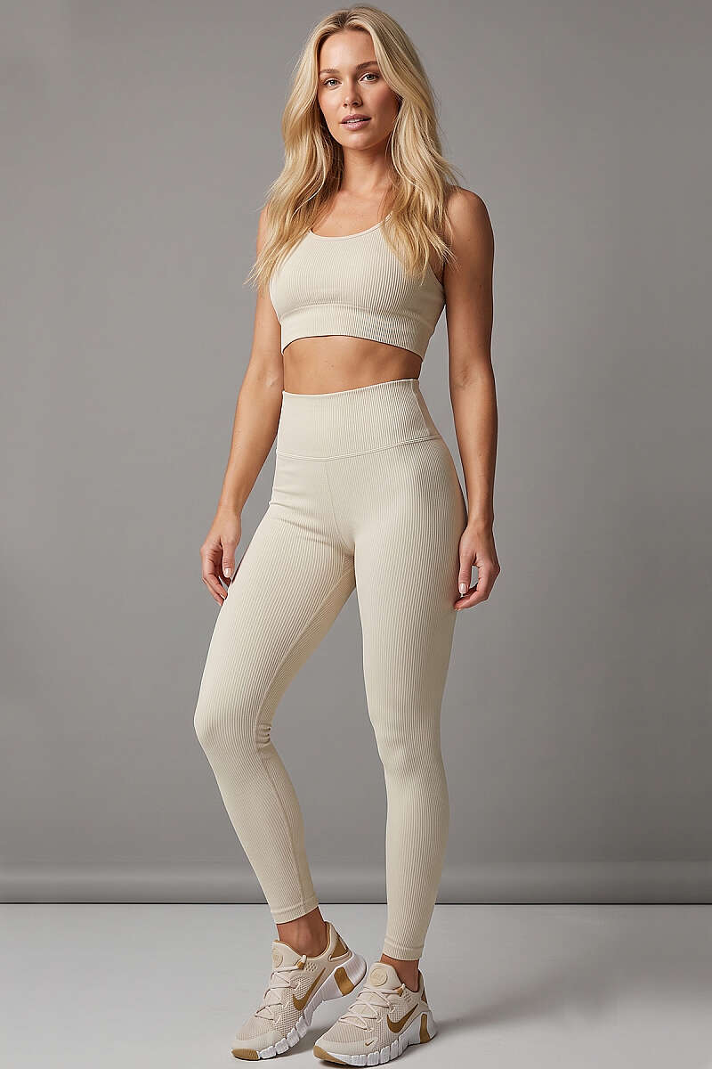 Basic Ribbed Leggings - Stone