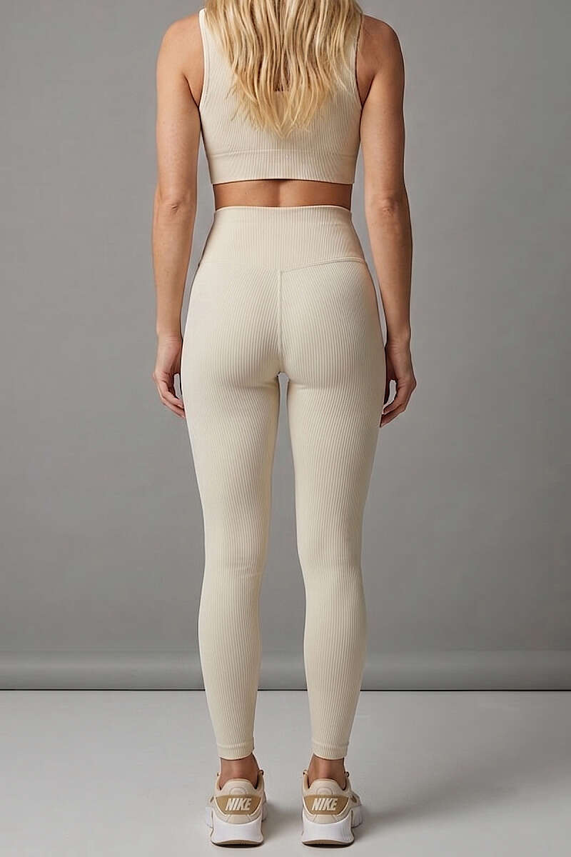 Basic Ribbed Leggings - Stone