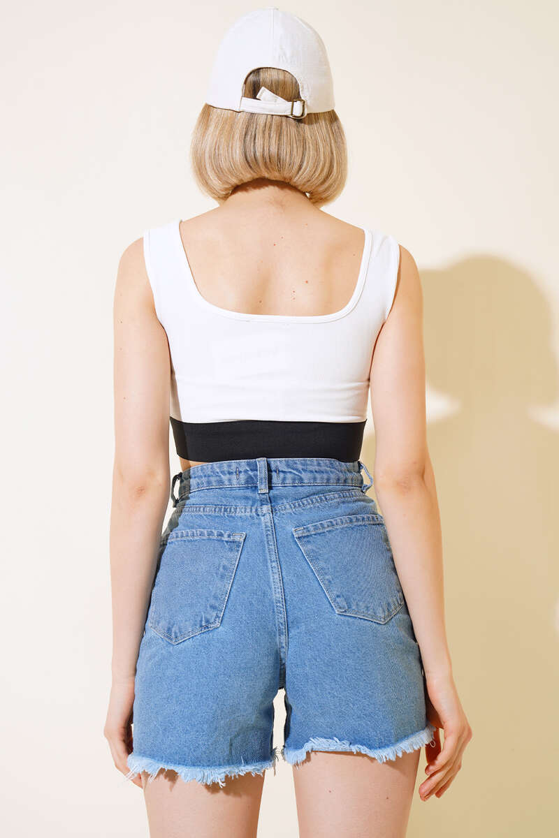 Ribbed Printed Bustier - White