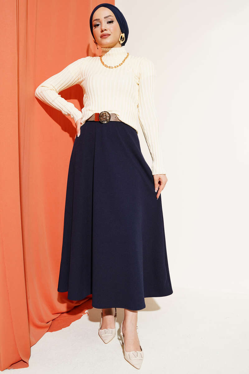 Ribbed Stretch Knit Sweater - Ecru