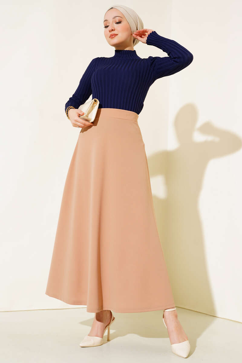 Ribbed Stretch Knit Sweater - Navy