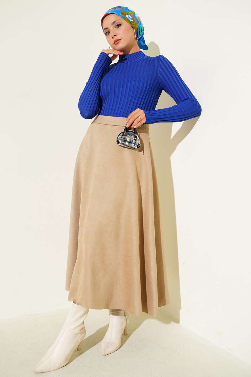 Ribbed Stretch Knit Sweater - Saxe Blue