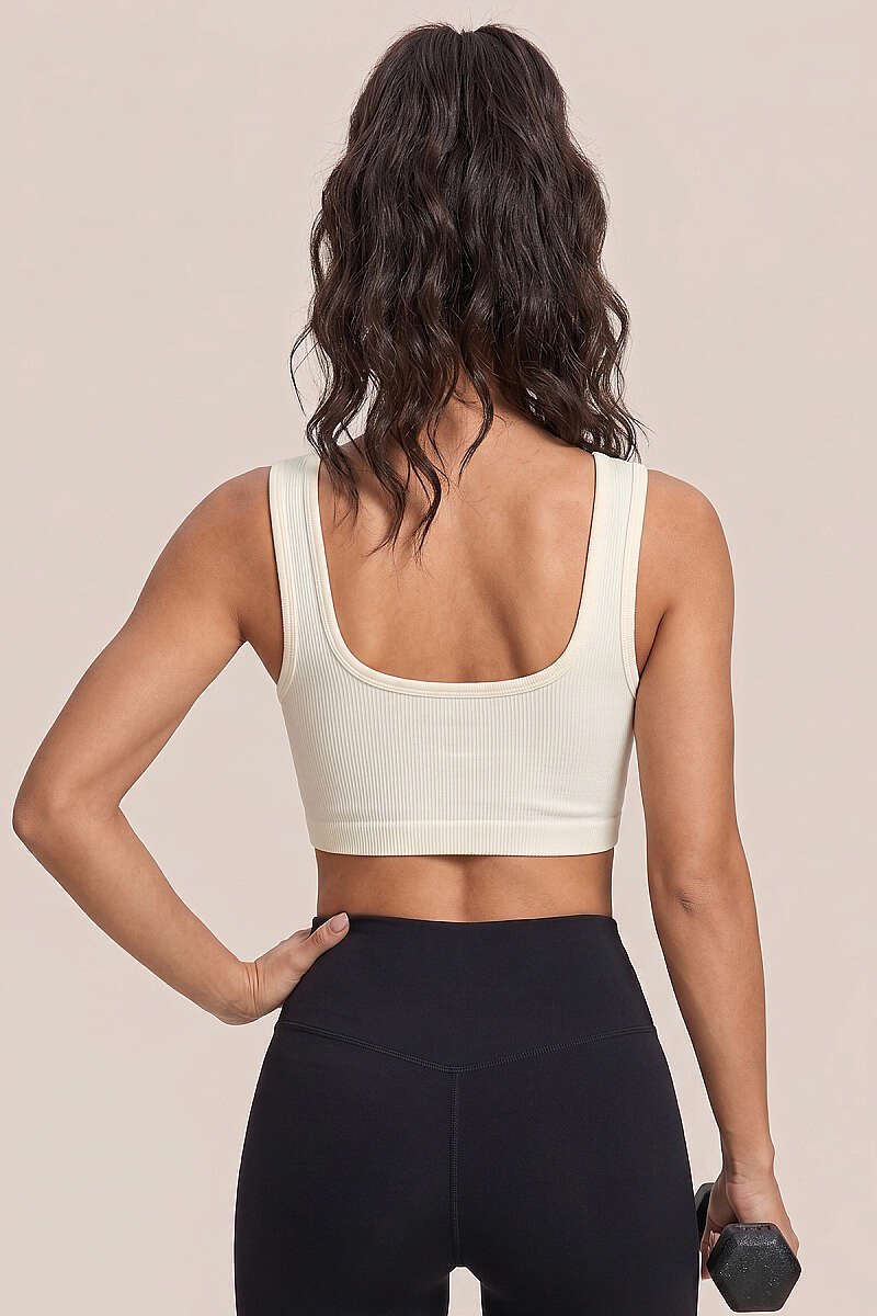 Ribbed U-Cut Bustier - Ecru
