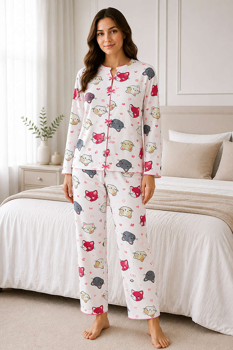 Bow Print Pyjama Set - Multicolour 10