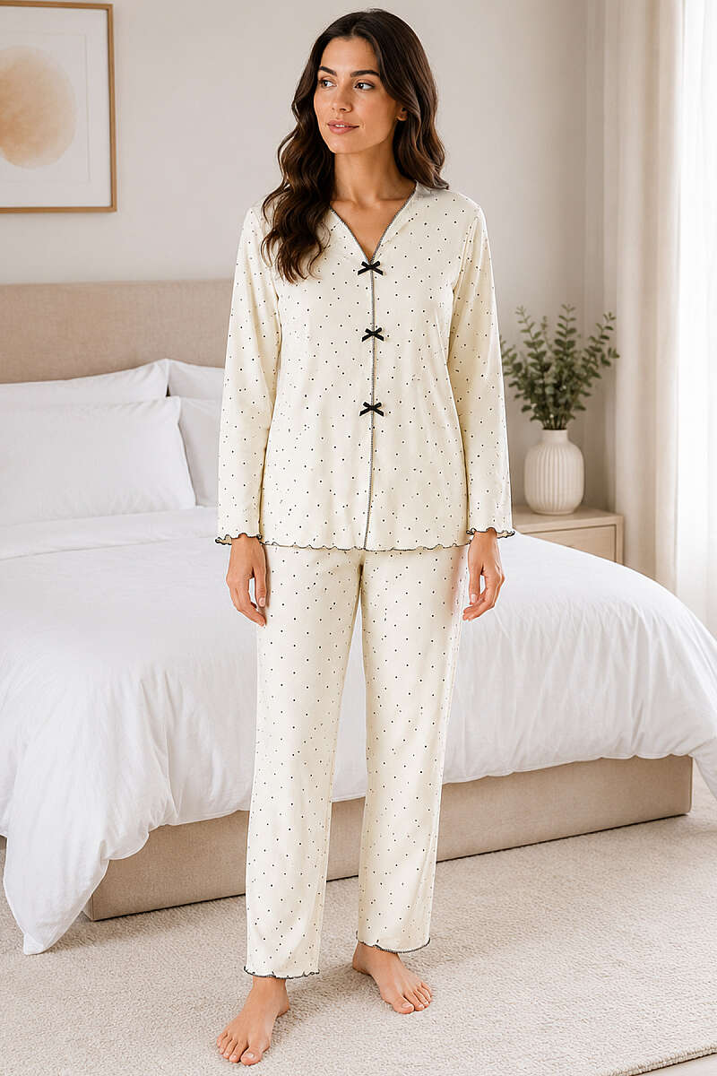 Bow Print Pyjama Set - Multicolour 11