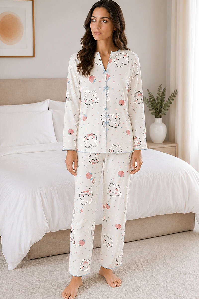 Bow Print Pyjama Set - Multicolour 12