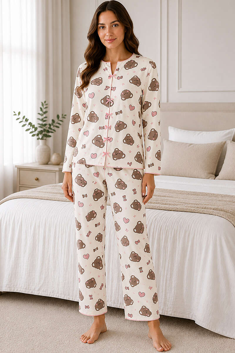Bow Print Pyjama Set - Multicolour 13