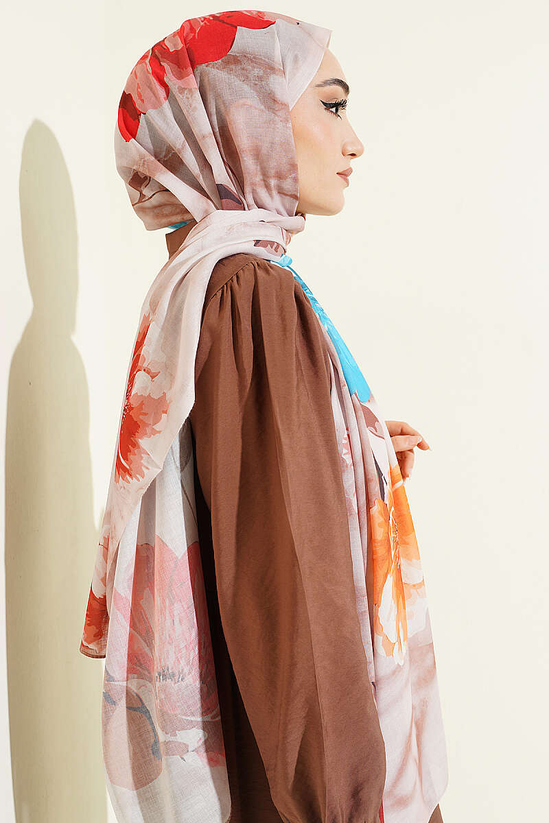 Flora Print Shawl - Stone