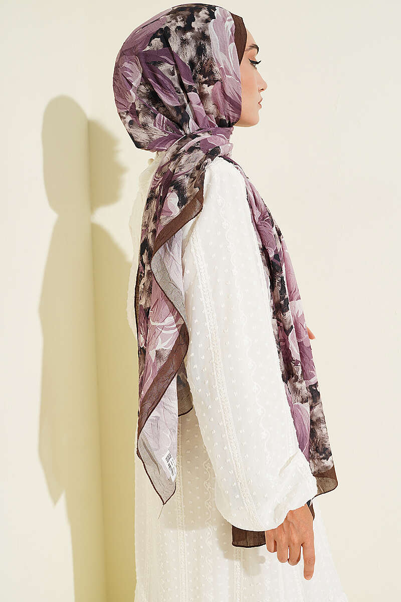 Floral Nature Bamboo Crinkle Shawl - Camouflage Green