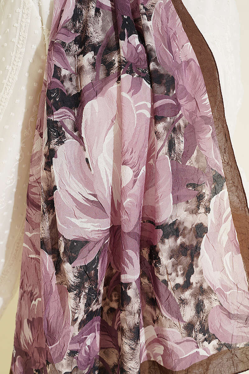 Floral Nature Bamboo Crinkle Shawl - Camouflage Green