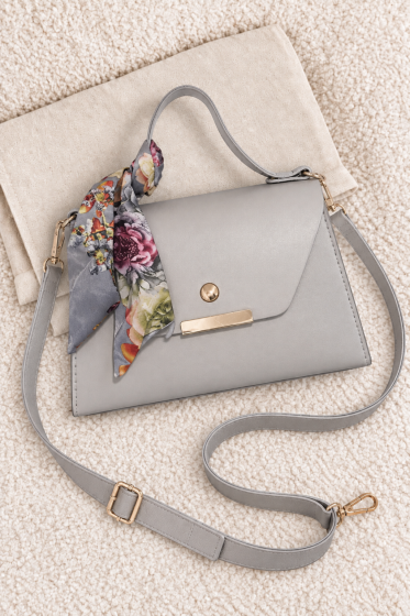 Box Bag with Scarf Detail - Grey