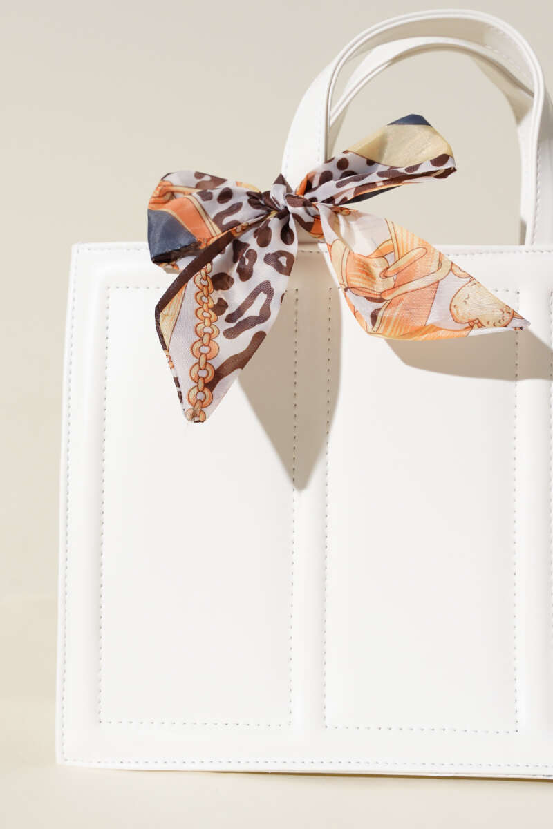 Rectangular Bag with Scarf and Soft Finish - White