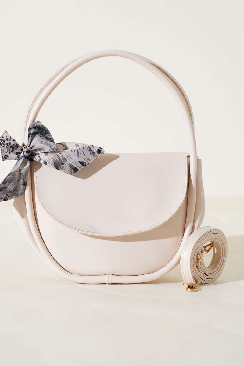 Oval Magnetic Bag with Scarf - Bone