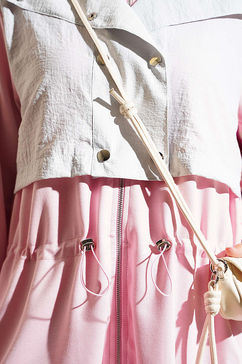 Two-Piece Set with Trim and Drawstring Waist - Pink
