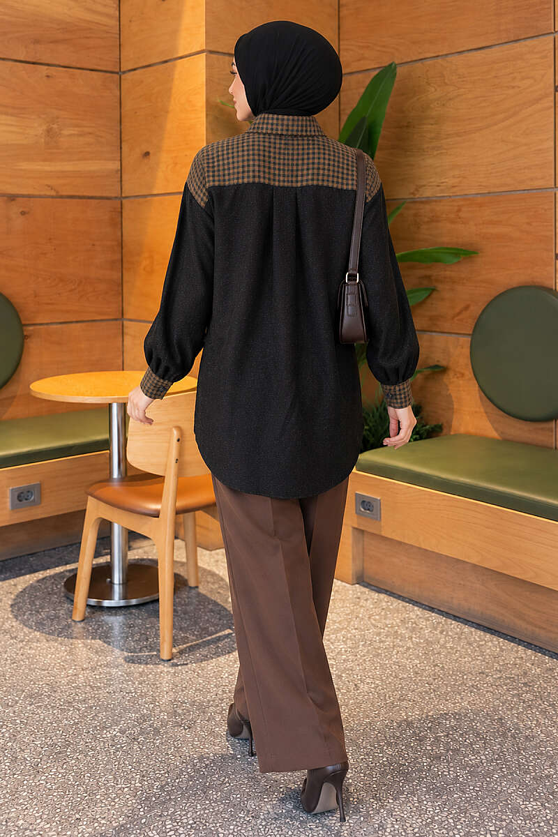 Plaid Shirt with Trim - Khaki