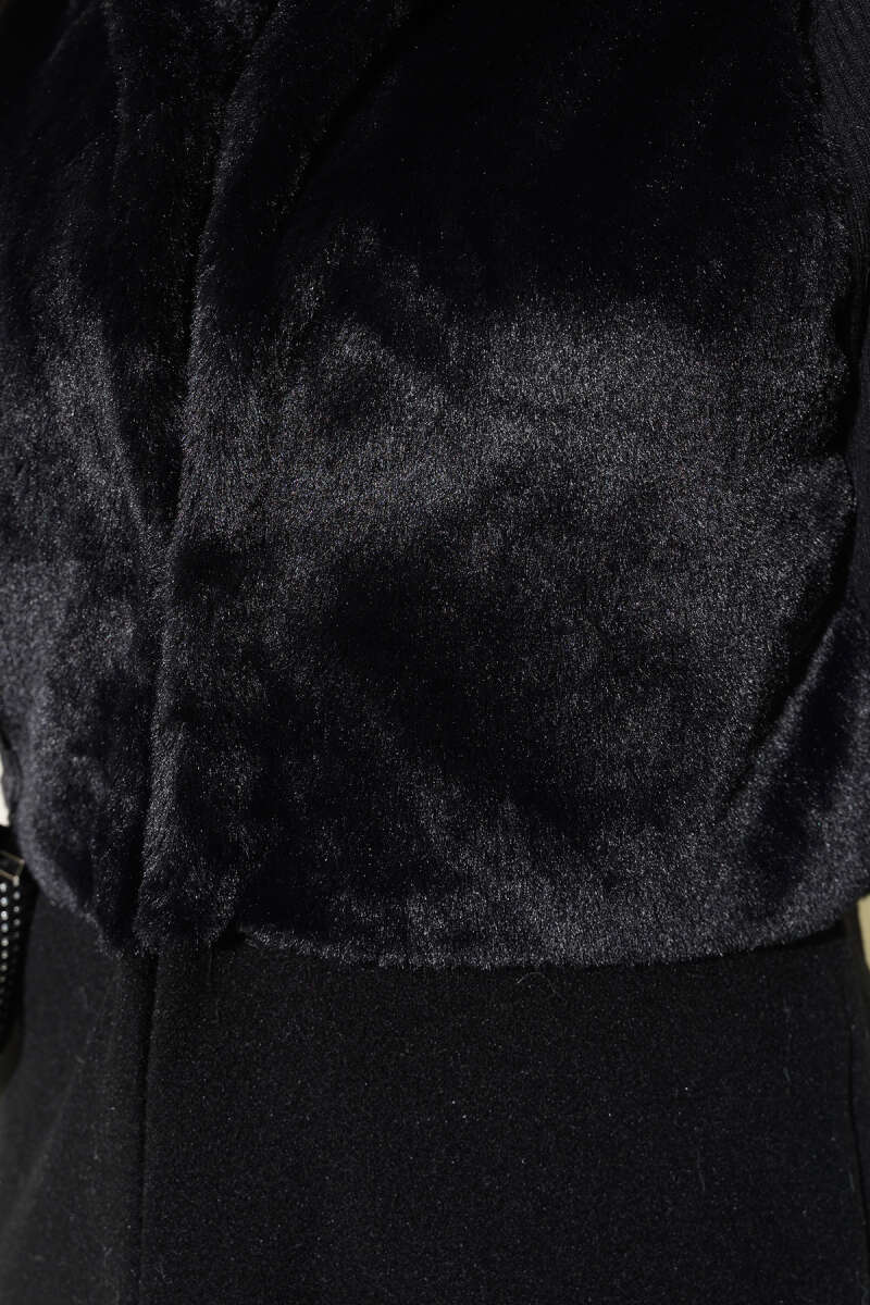 Plush Felt Vest with Trim - Black