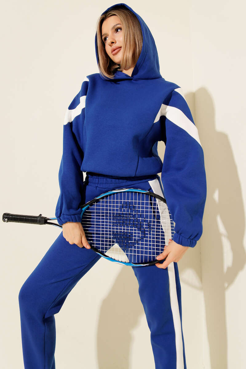 Three-Thread Sweatshirt Set with Trim - Saxe Blue
