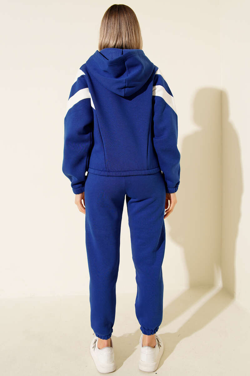 Three-Thread Sweatshirt Set with Trim - Saxe Blue