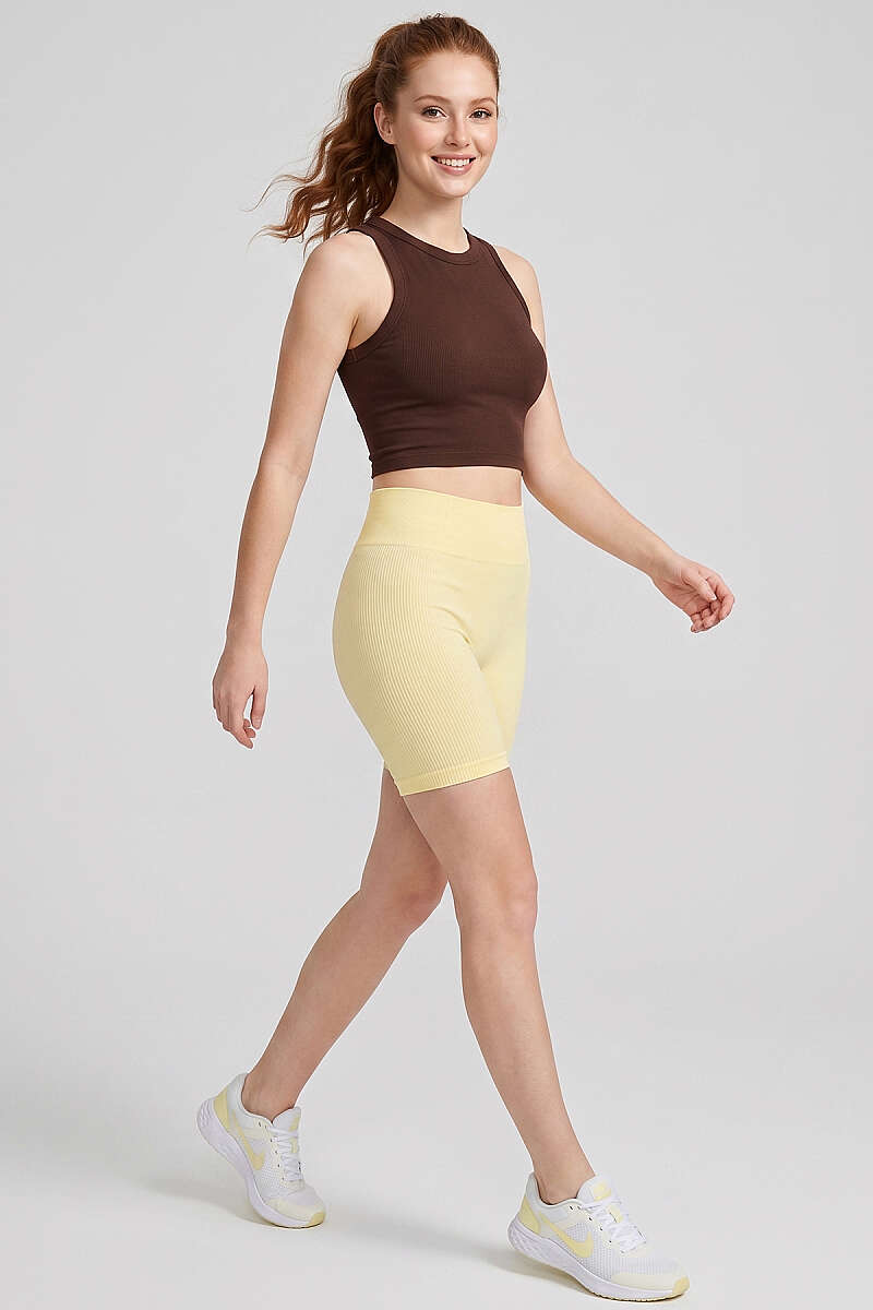Crop Top with Wide Piping - Brown