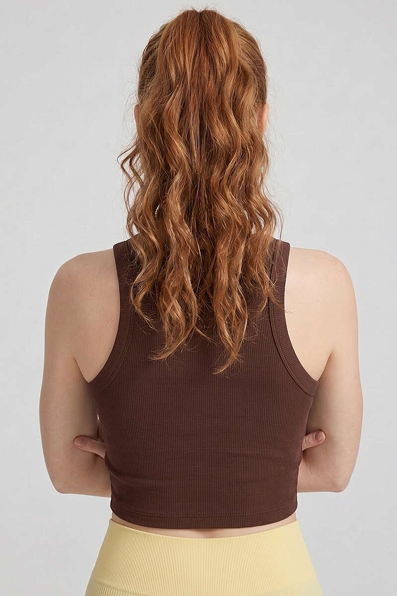 Crop Top with Wide Piping - Brown