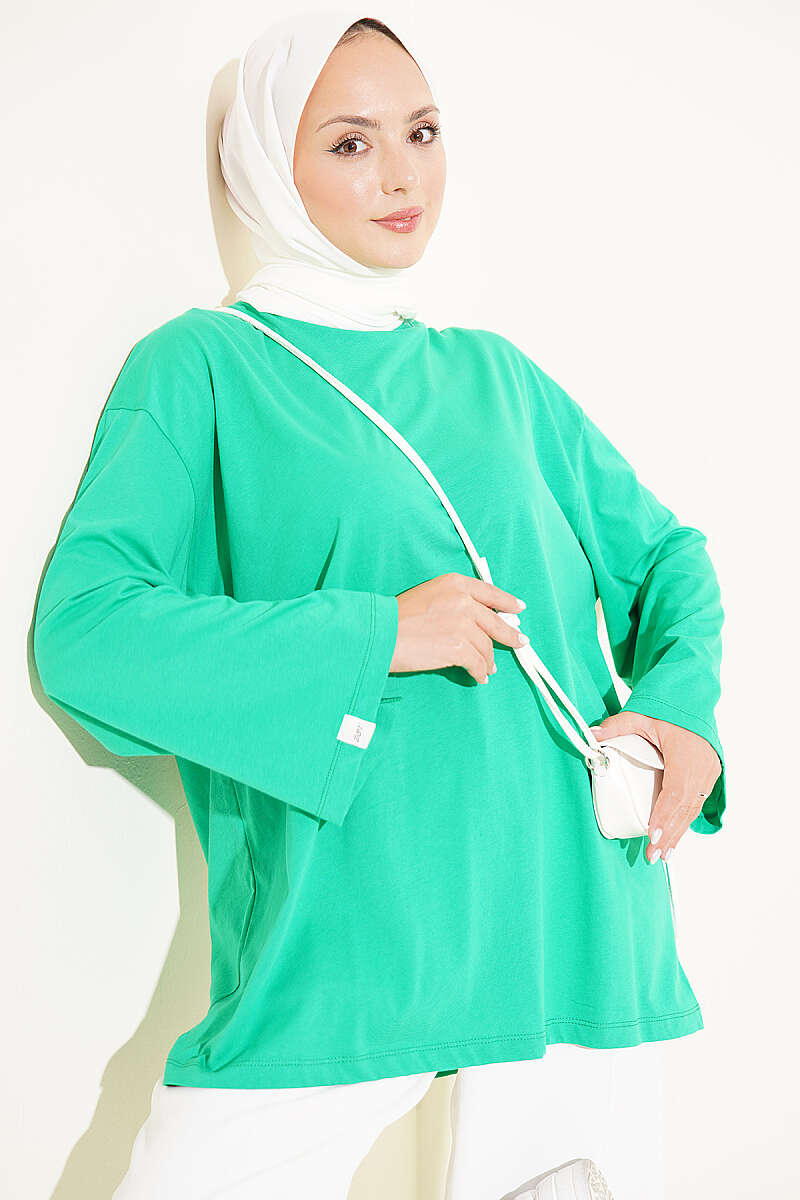 Basic Wide-Sleeve Tunic - Green