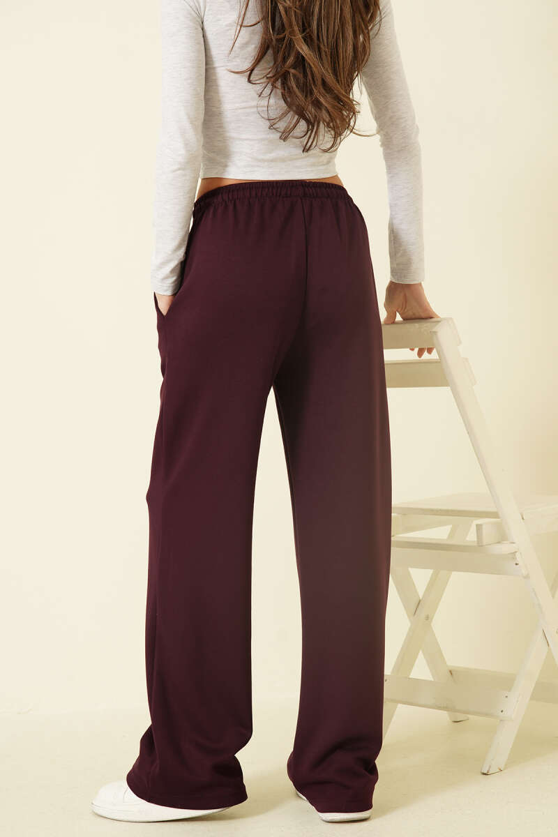Wide-Leg Loycha Pants with Pockets - Plum