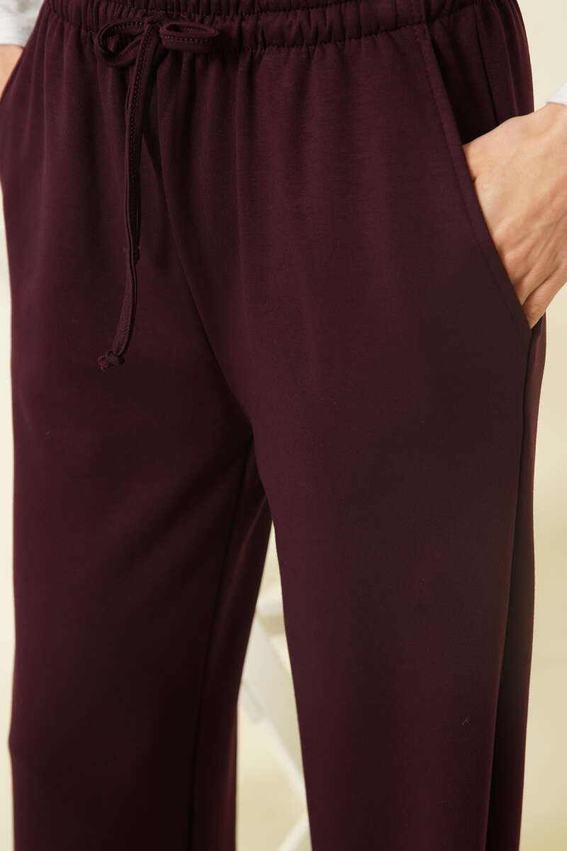Wide-Leg Loycha Pants with Pockets - Plum