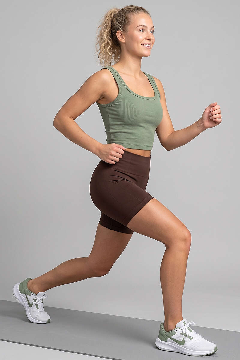 Wide-Neck Thick-Strap Bustier - Khaki