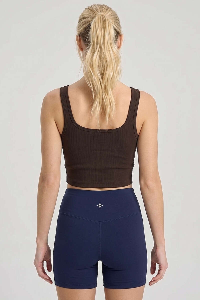 Wide-Neck Thick-Strap Bustier - Brown