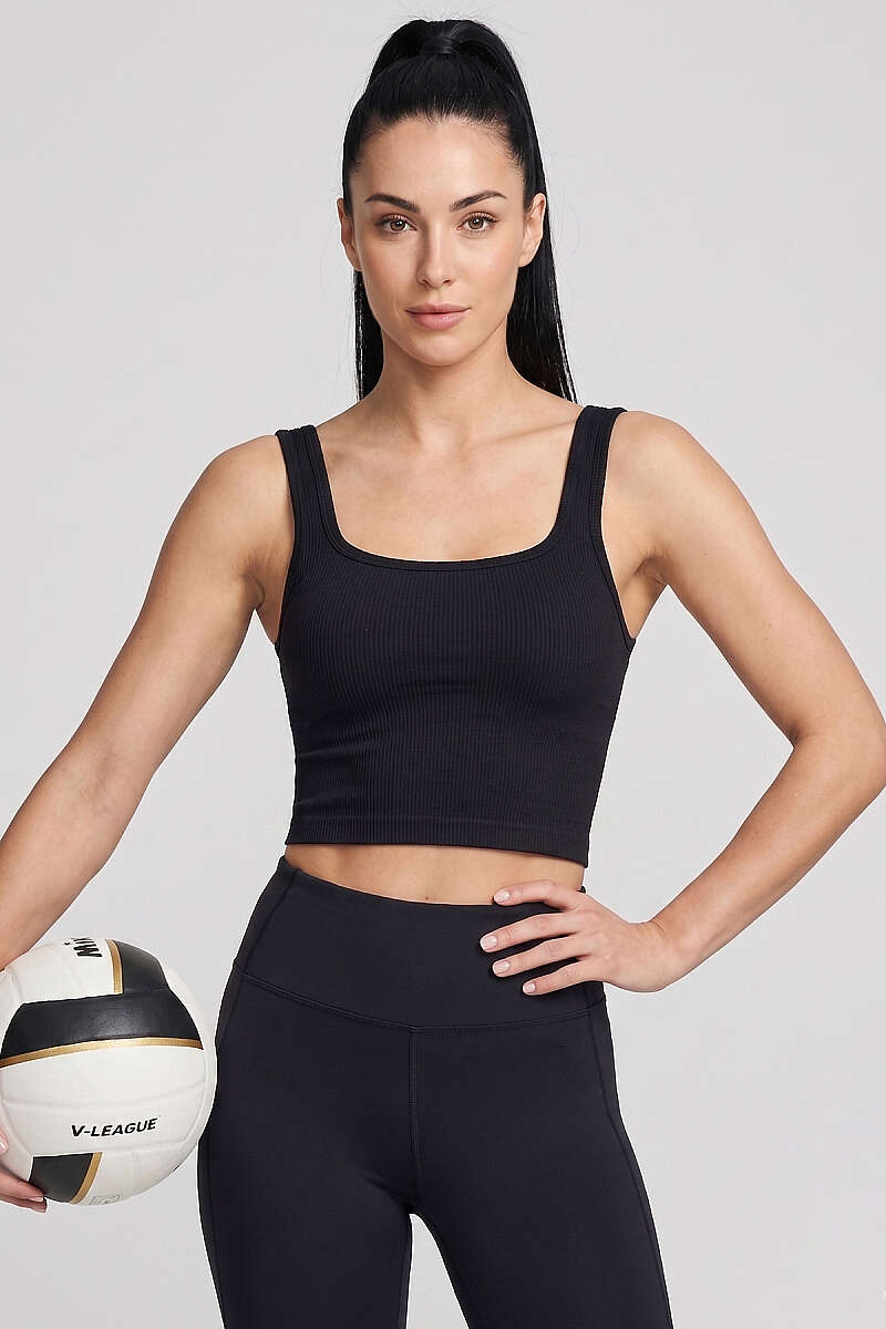 Wide-Neck Thick-Strap Bustier - Black