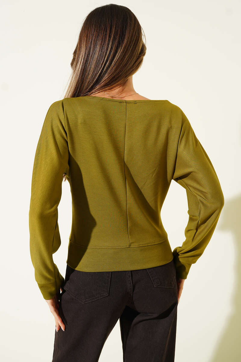 Wide-Neck Loycha Blouse - Olive