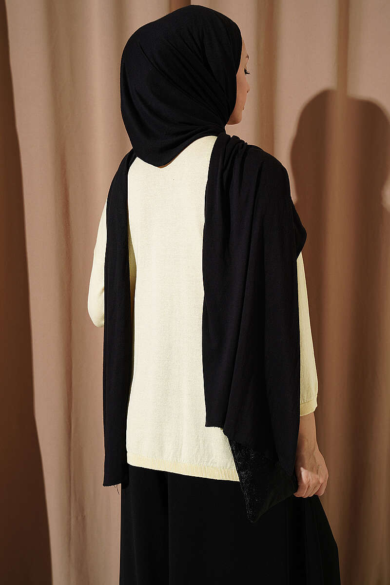 Wide-Neck Knit Tunic - Yellow
