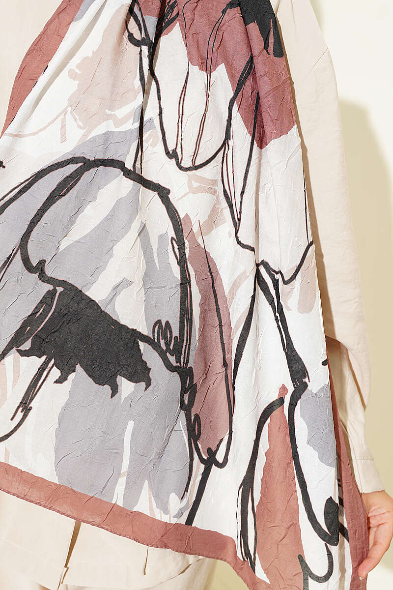 Geometric Floral Shawl - Light Brown